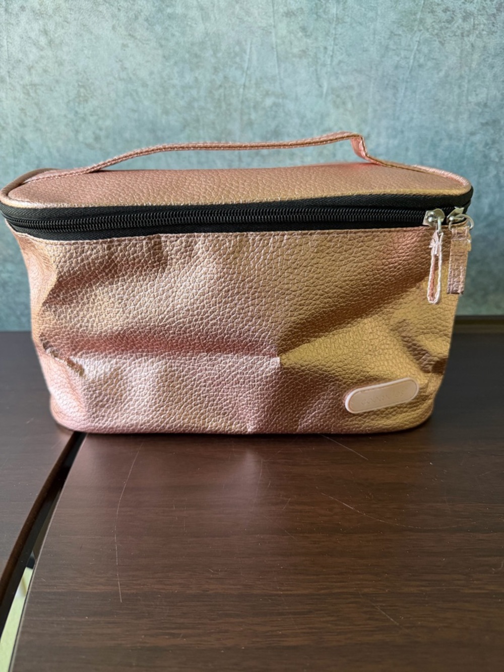 Caboodles Metallic Rose Gold Train Case Cosmetic Bag